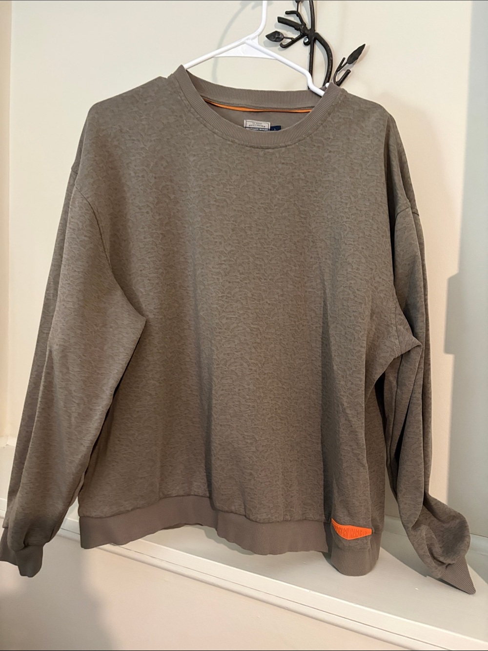 Southern Marsh Men's Crewneck Sweatshirt - Olive Gray with Orange Accent